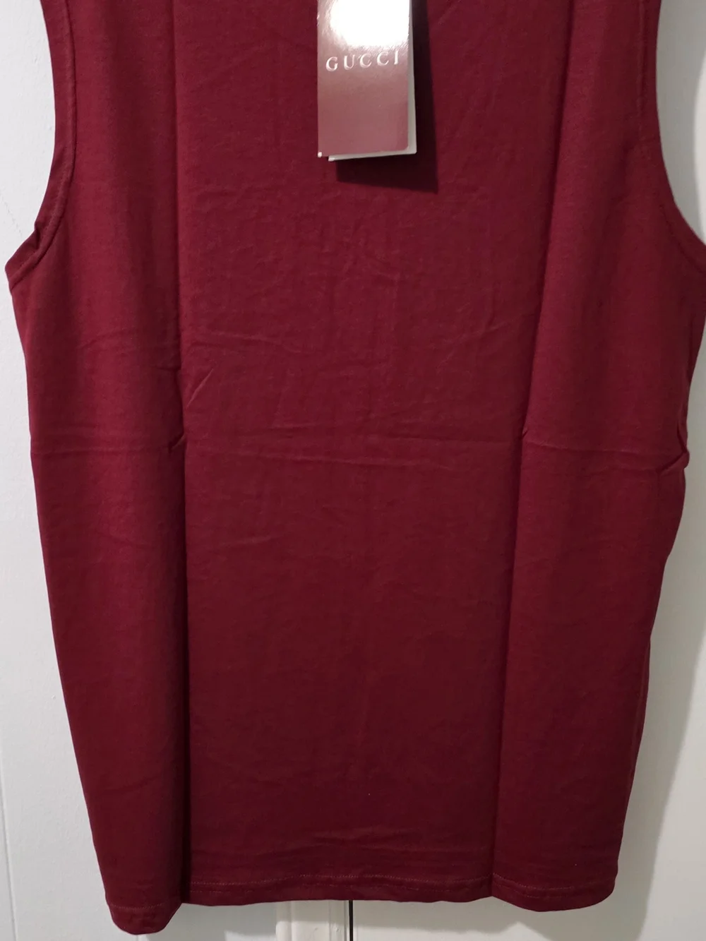 Gucci Burgundy Sleeveless Tank with Gold Logo